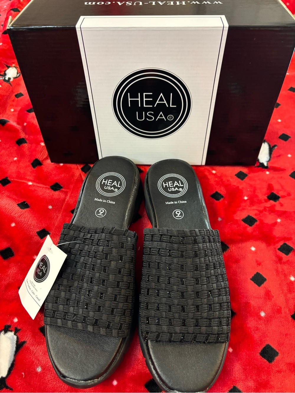 Women’s Black Woven Slide Sandals